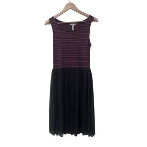 NWT Matilda Jane Women's Gray and Red Sleeveless Striped Dress Size S
